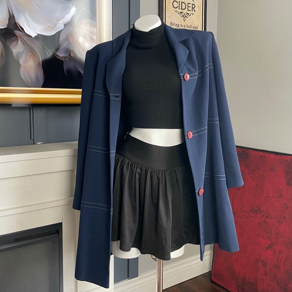 Tailored Navy Blue Oversize Coat
